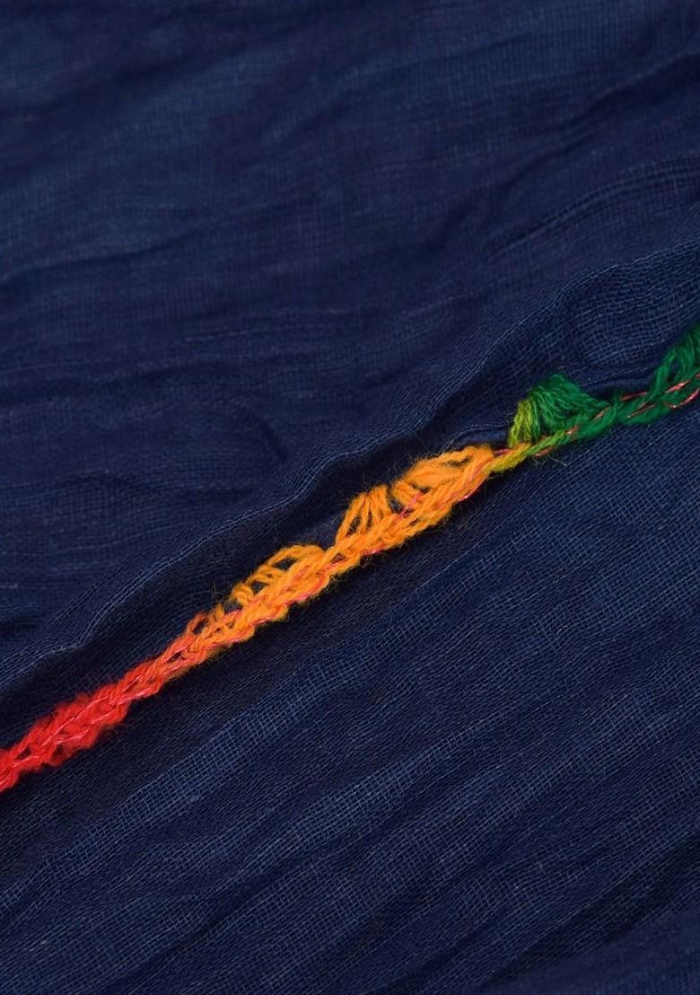 Blue Poly Blend Pack Of 3 White Dupattas