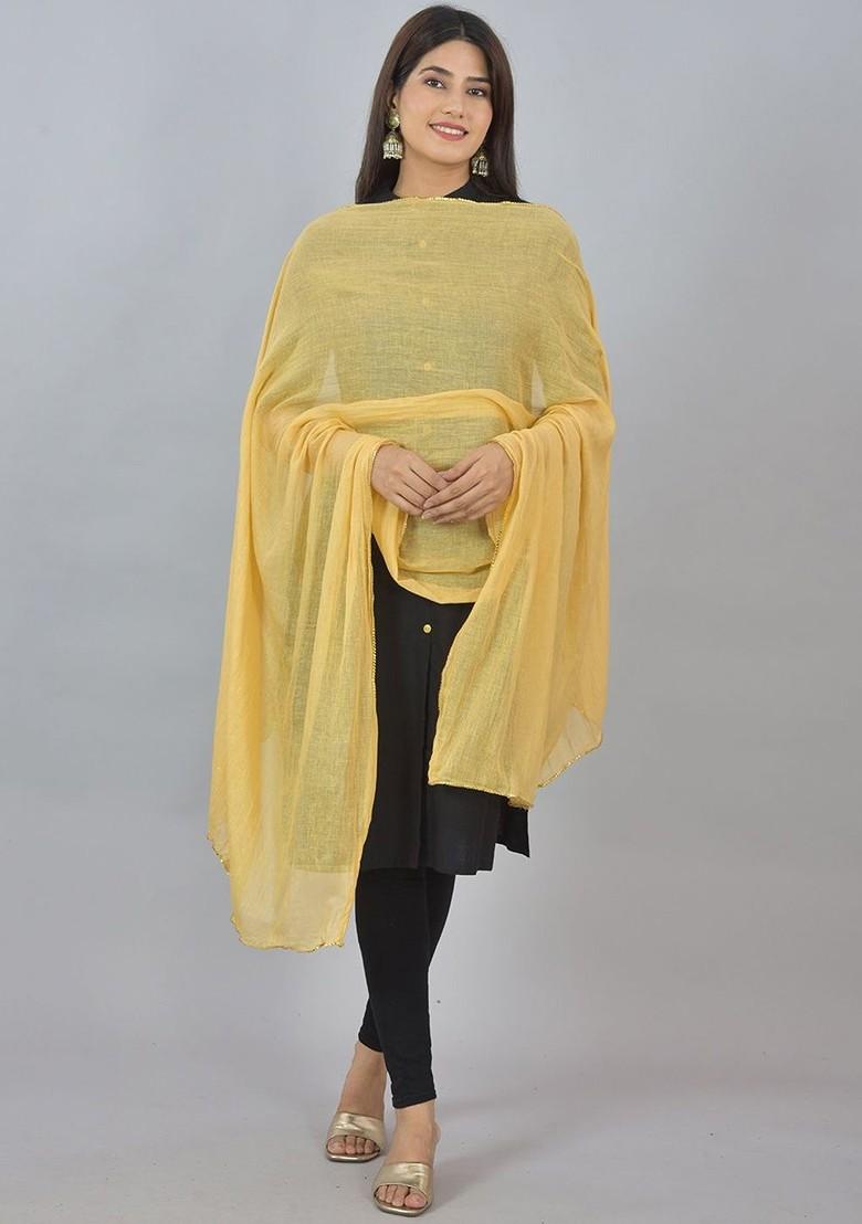 Blue Poly Blend Pack Of 5 White Dupattas