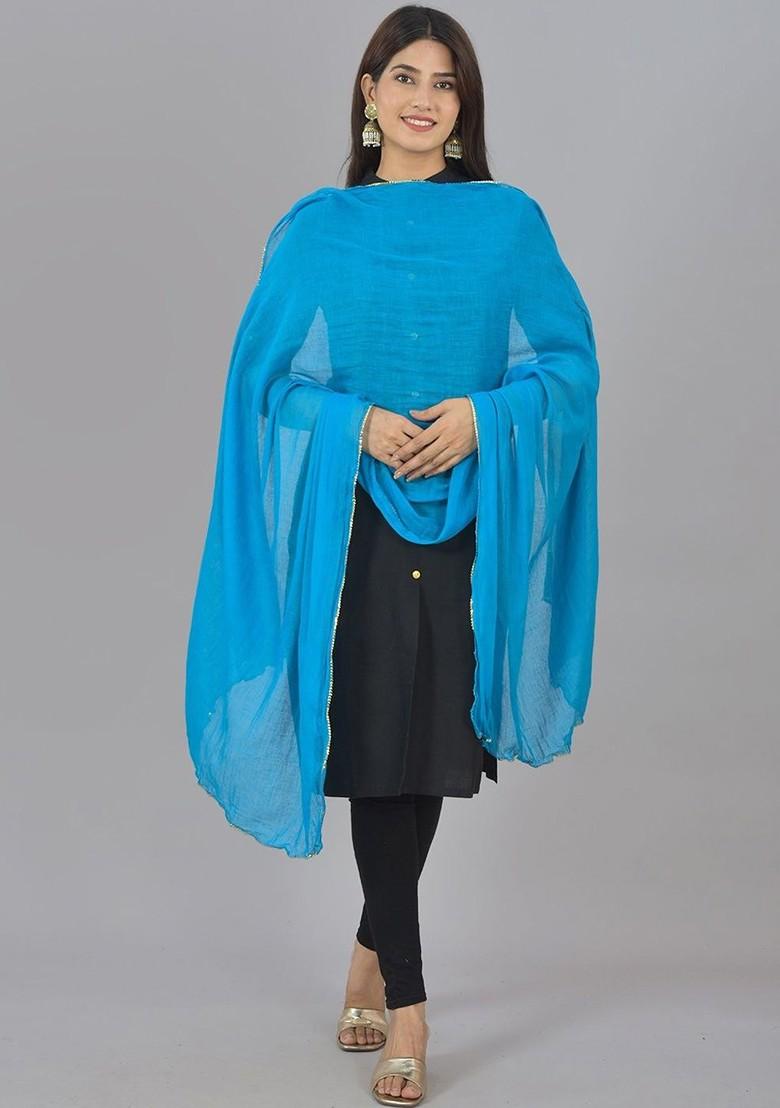 Red Poly Blend Pack Of 5 White Dupattas