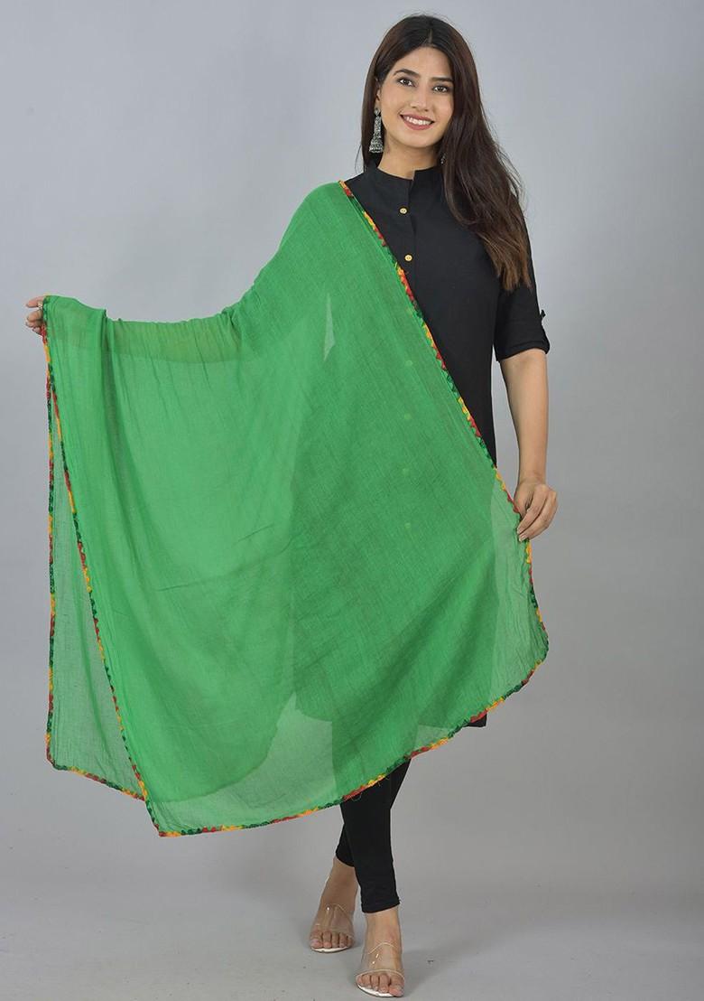 Red Poly Blend Pack Of 3 White Dupattas