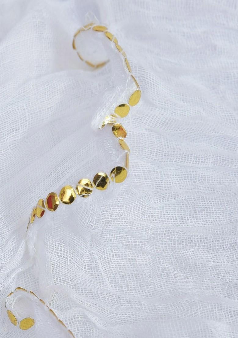 Black Poly Blend Pack Of 6 White Dupattas