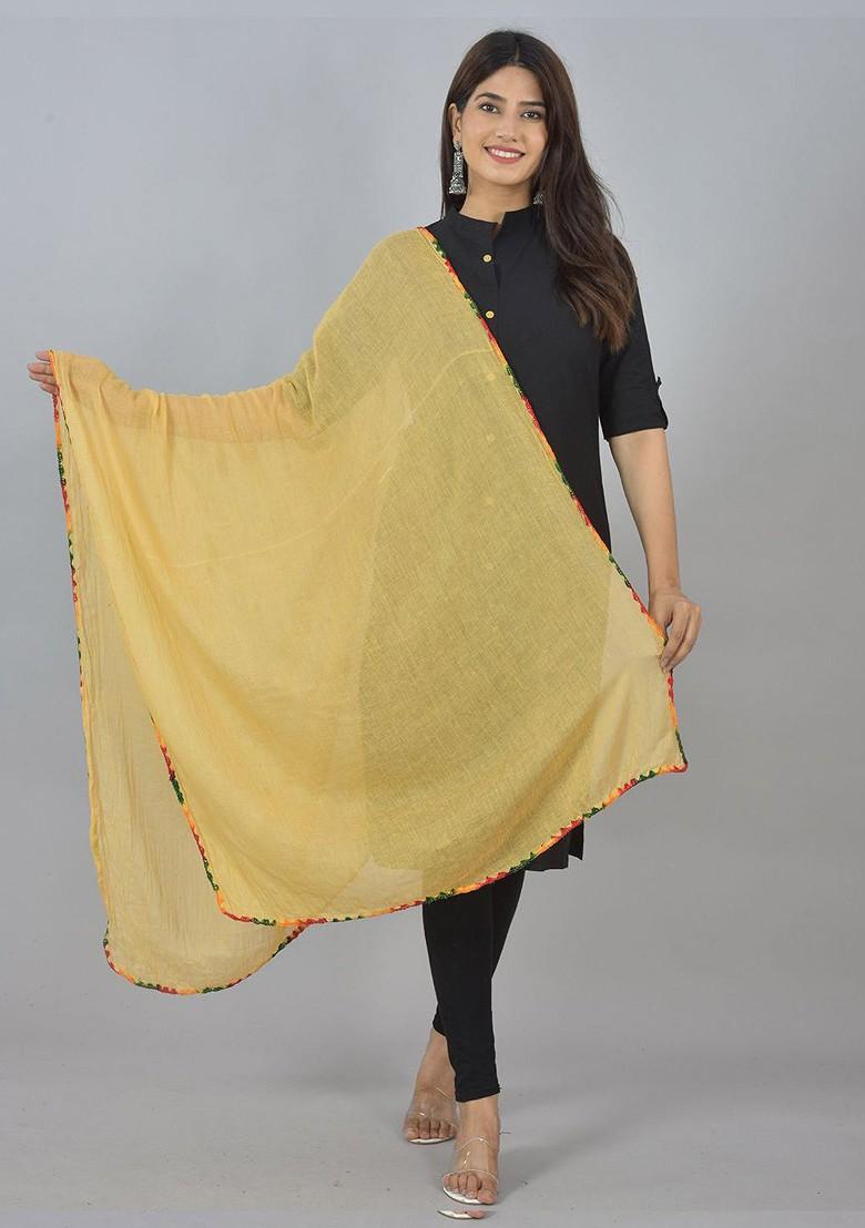 Blue Poly Blend Pack Of 3 White Dupattas