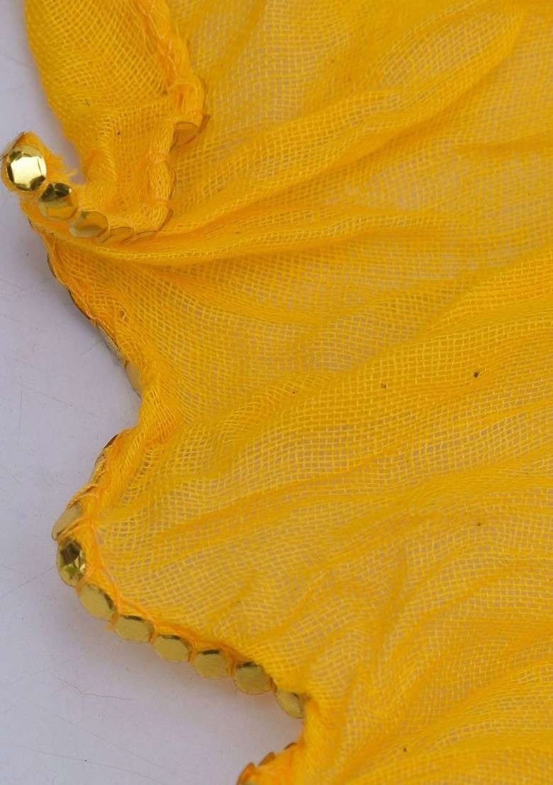 Yellow Poly Blend Pack Of 3 White Dupattas - Indya