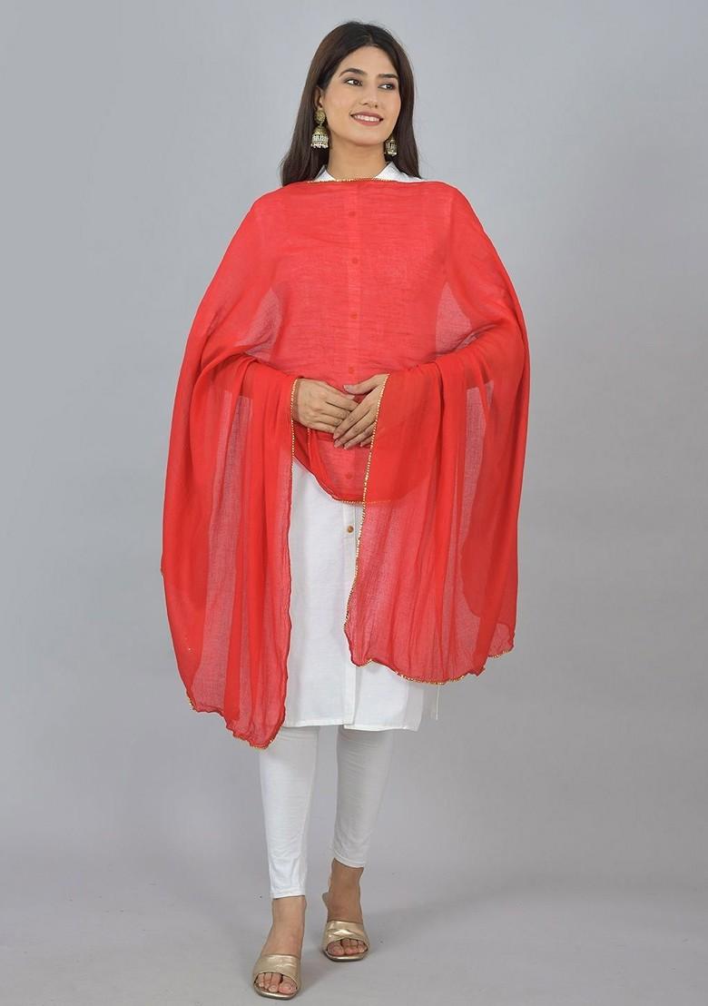 Yellow Poly Blend Pack Of 3 White Dupattas