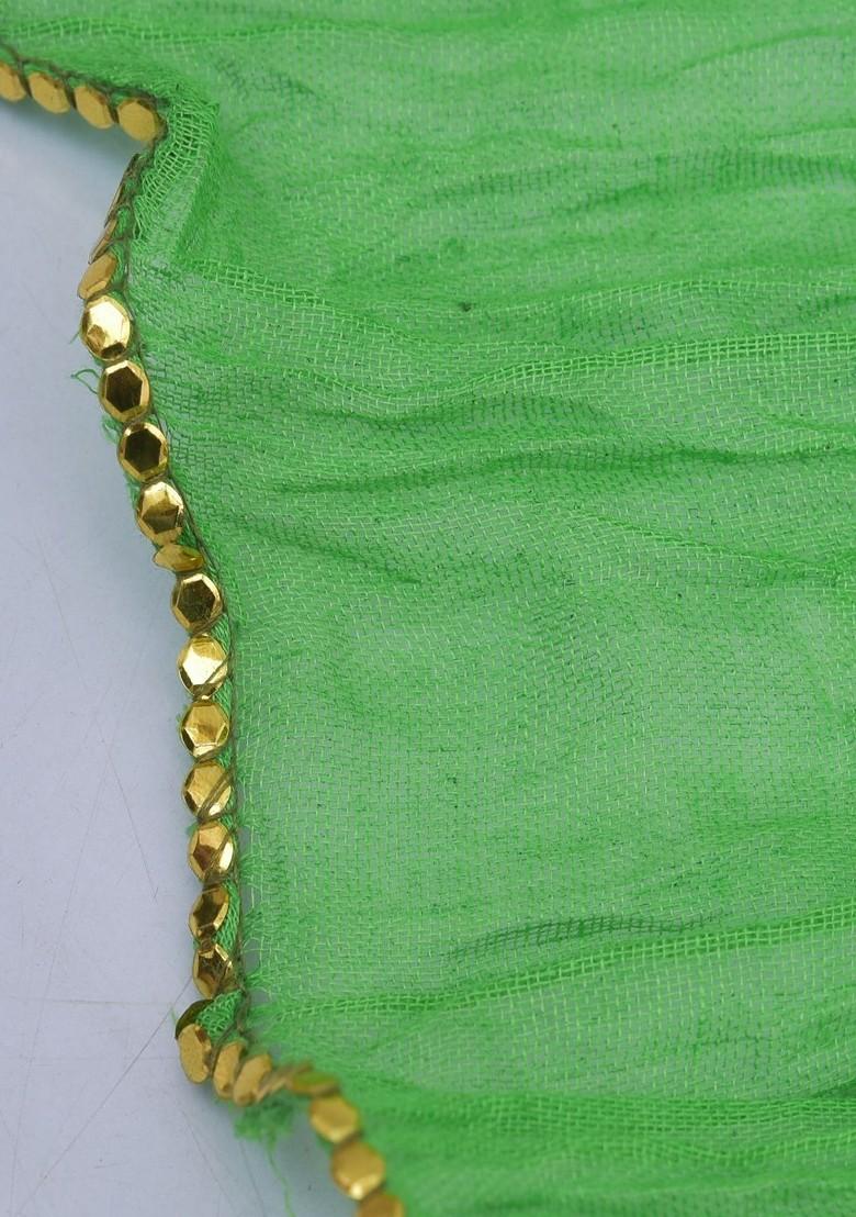 Green Poly Blend Pack Of 3 White Dupattas
