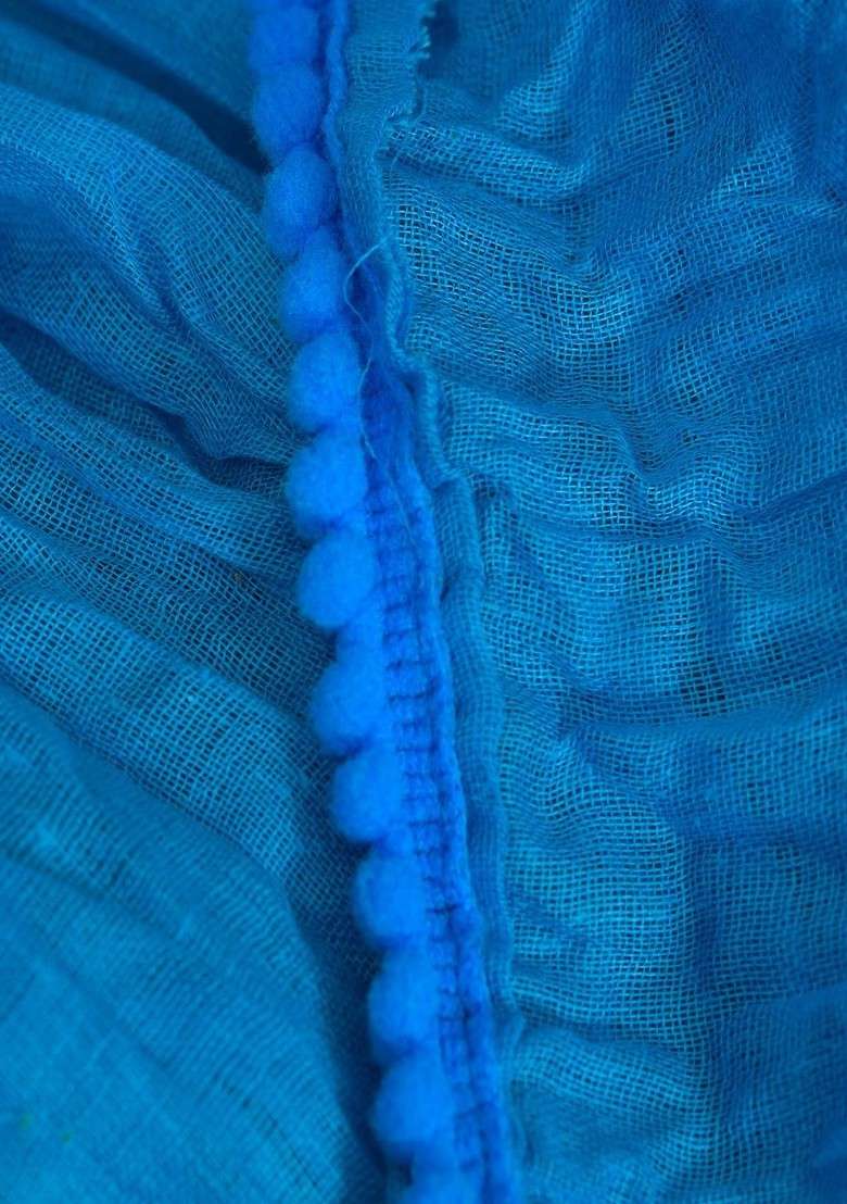 Blue Poly Blend Pack Of 3 White Dupattas - Indya