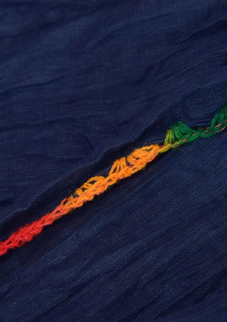 Blue Poly Blend Pack Of 4 White Dupattas