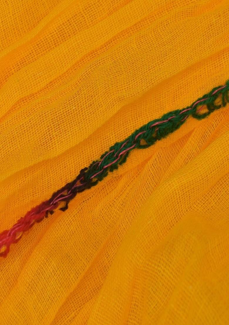 Yellow Poly Blend Pack Of 5 White Dupattas