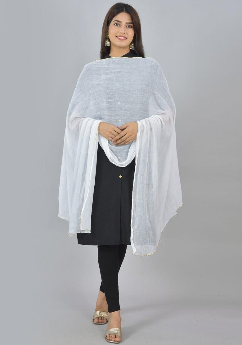 White Poly Blend Pack Of 3 White Dupattas