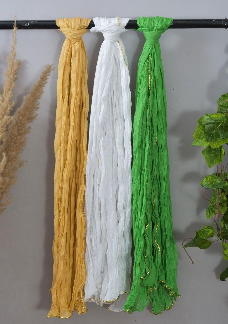 White Poly Blend Pack Of 3 White Dupattas