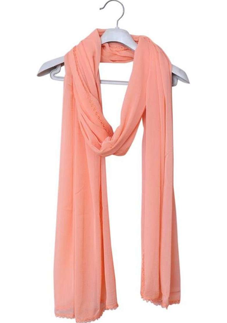 Peach Chiffon Chiffon Dupatta - Indya