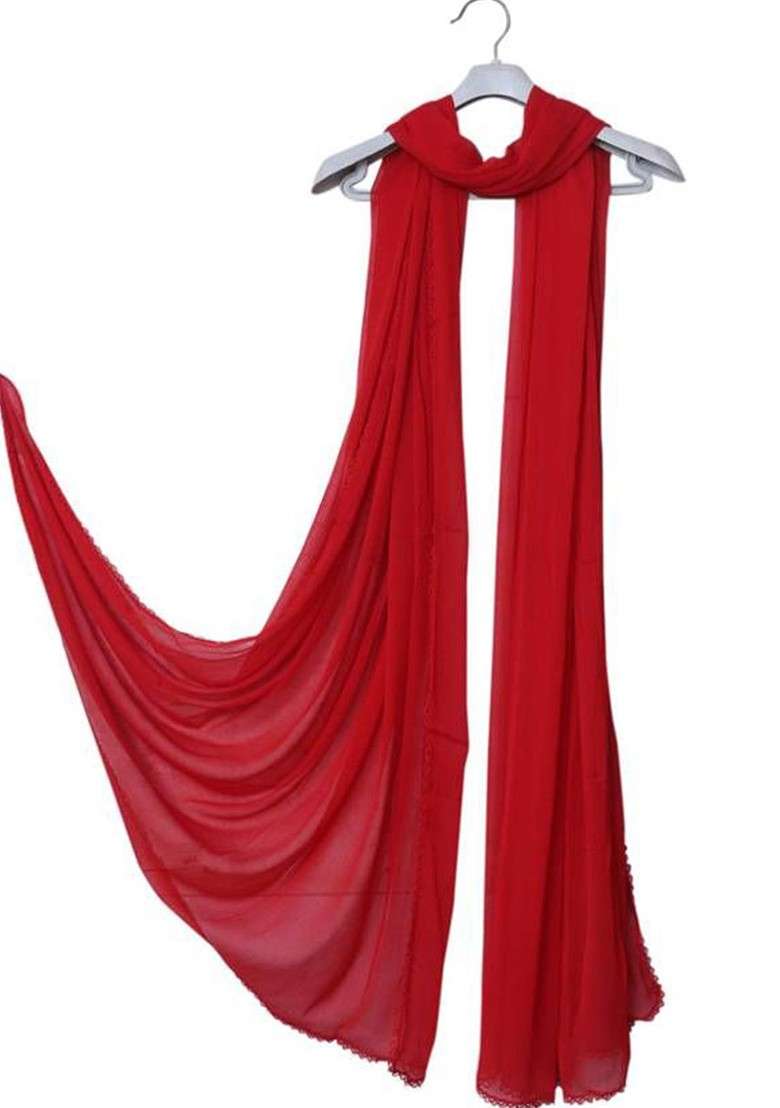 Red Chiffon Chiffon Dupatta - Indya