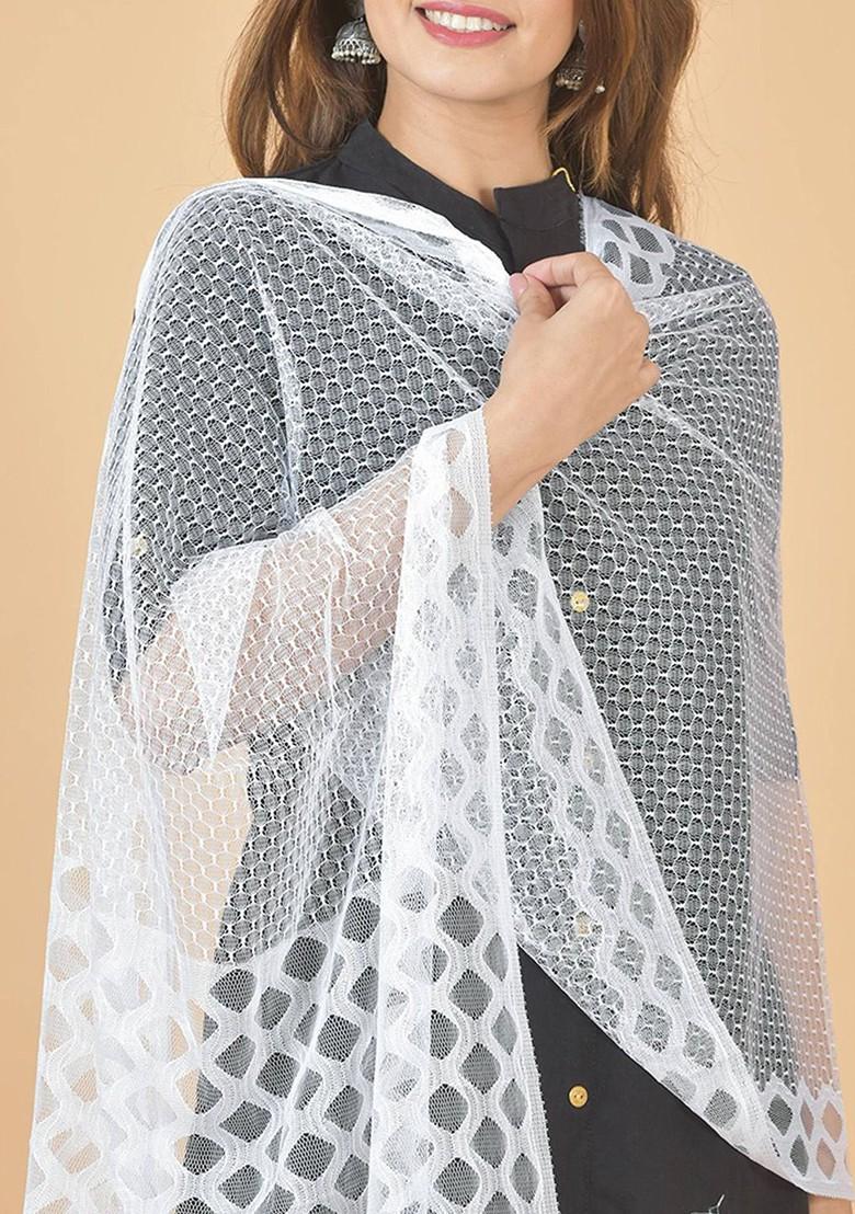 Yellow Poly Blend Selection Of 3 Geometric Woven Design Dupatta