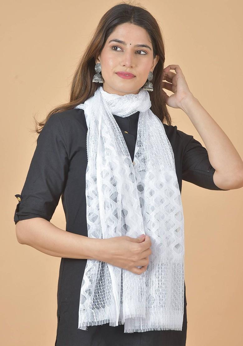 Yellow Poly Blend Selection Of 3 Geometric Woven Design Dupatta