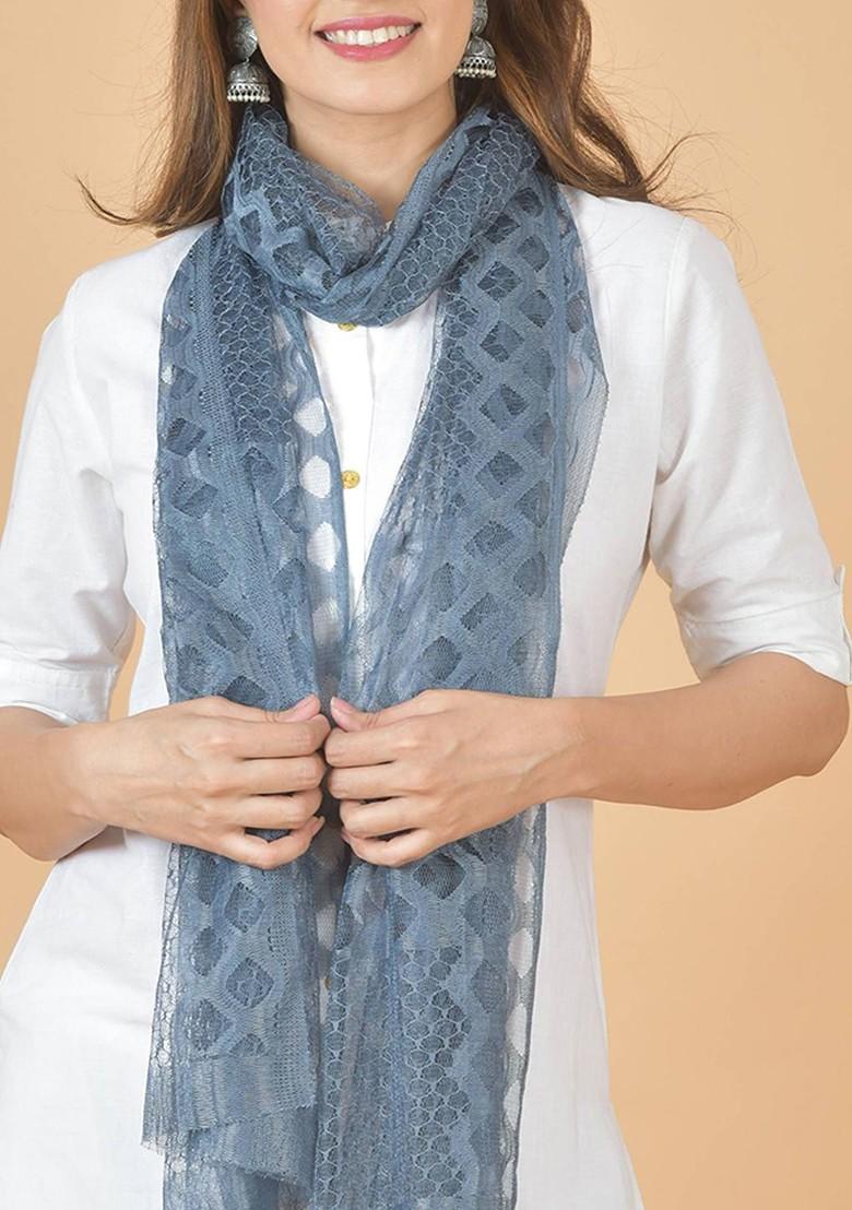 Red Poly Blend Selection Of 4 Geometric Woven Design Dupattas