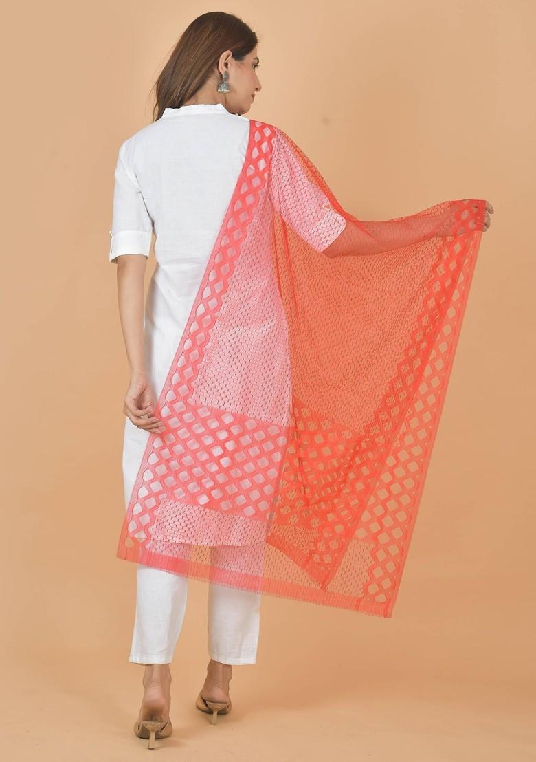 Green Poly Blend Selection Of 2 Geometric Woven Design Dupattas