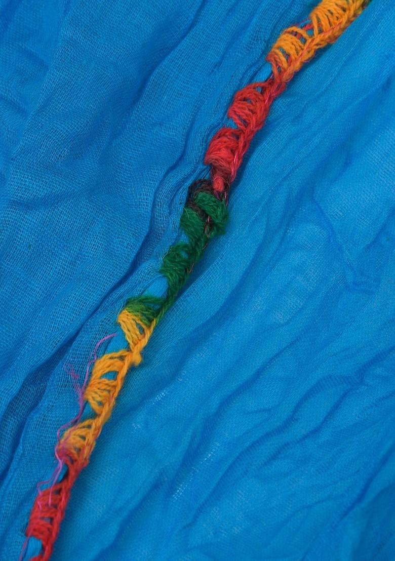 Blue Poly Blend Pack Of 2 White Dupattas