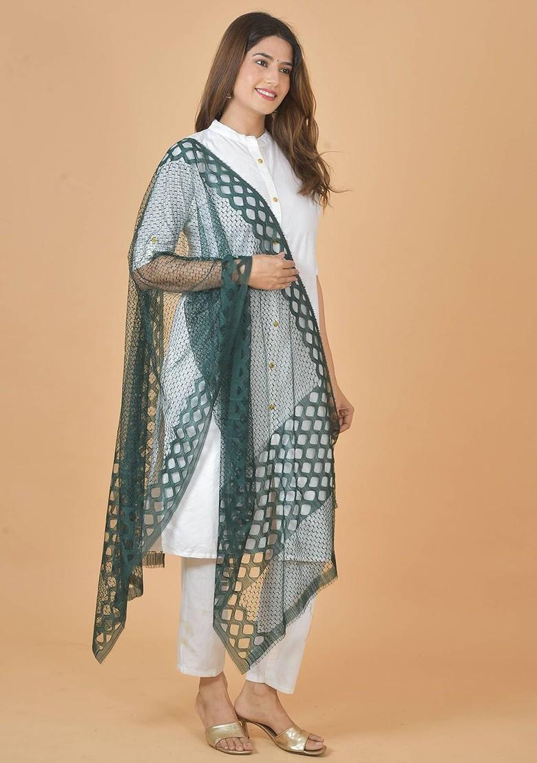 Pink Poly Blend Selection Of 7 Geometric Woven Design Dupatta