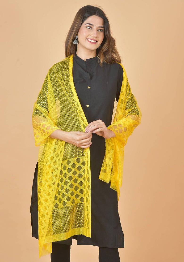 White Poly Blend Selection Of 6 Geometric Woven Design Dupatta