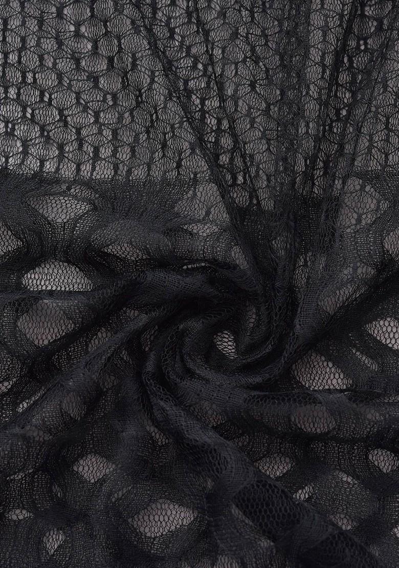 Black Poly Blend Selection Of 6 Geometric Woven Design Dupattas