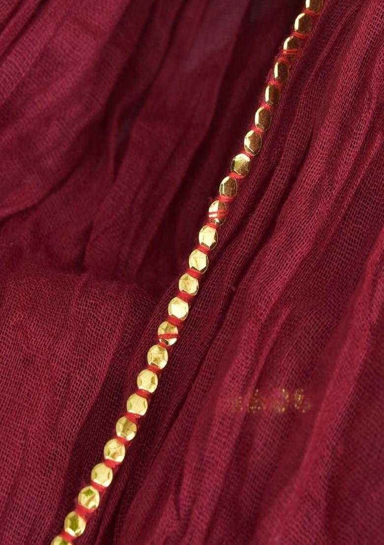 Yellow Poly Blend Pack Of 6 White Dupattas