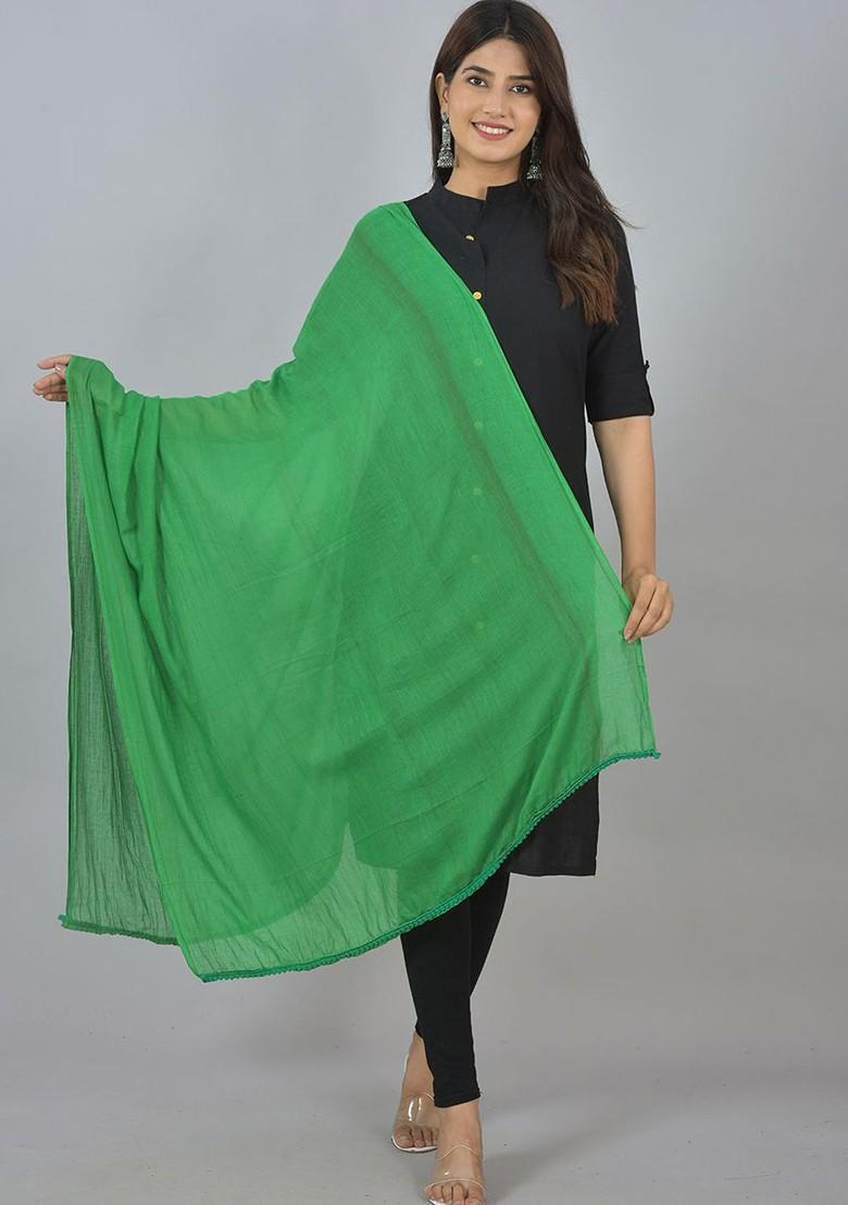 Blue Poly Blend Pack Of 3 White Dupattas