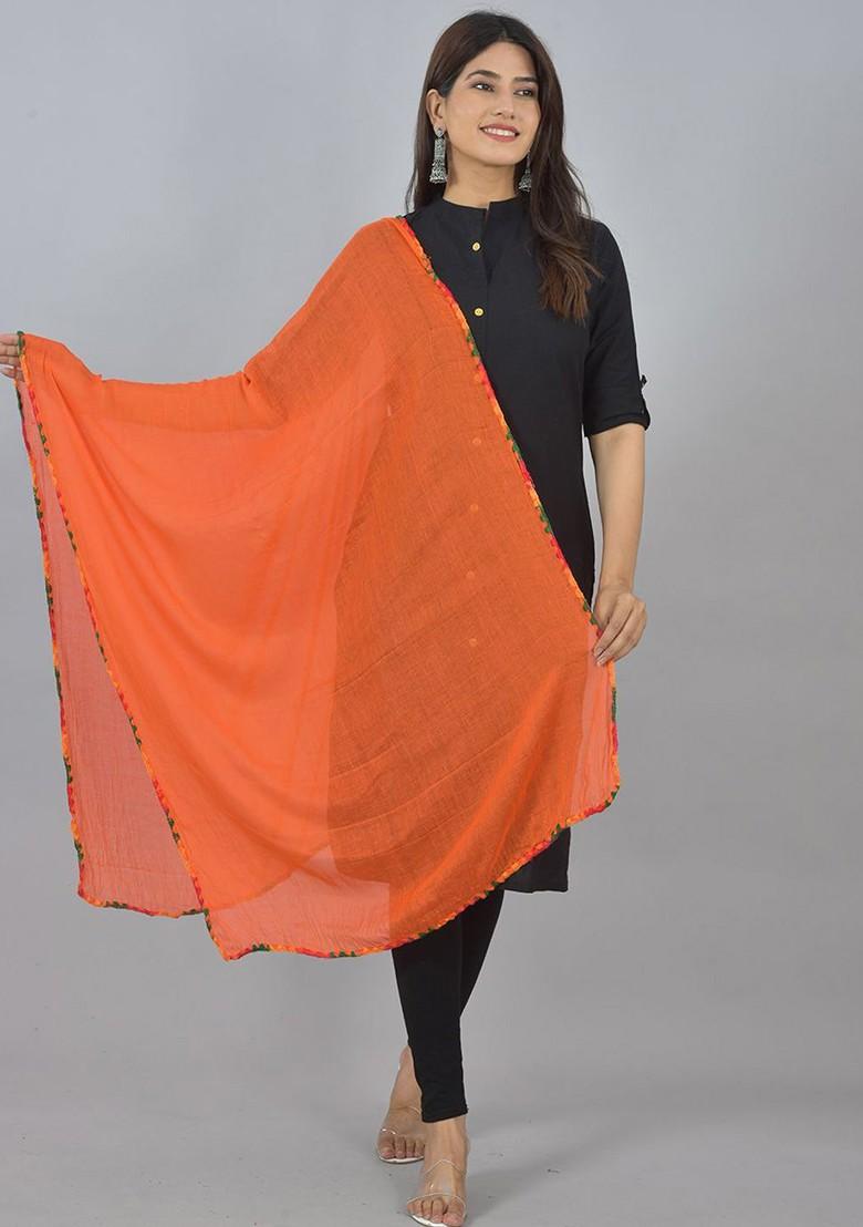 Yellow Poly Blend Pack Of 4 White Dupattas