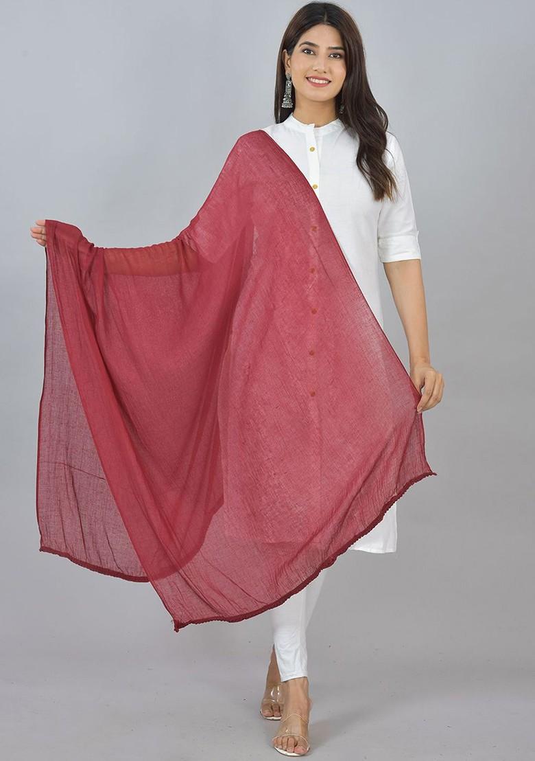 Black Poly Blend Pack Of 5 White Dupattas