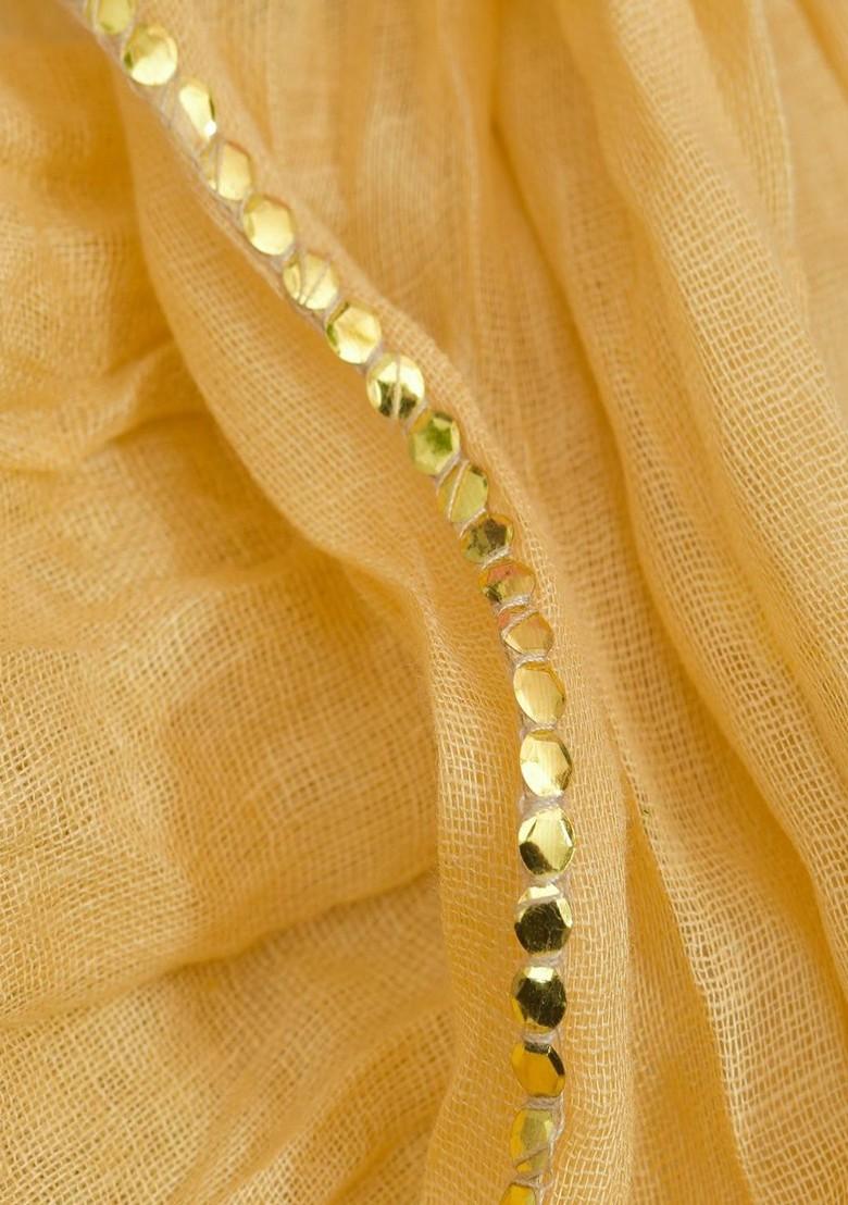 Beige Poly Blend Pack Of 2 White Dupattas