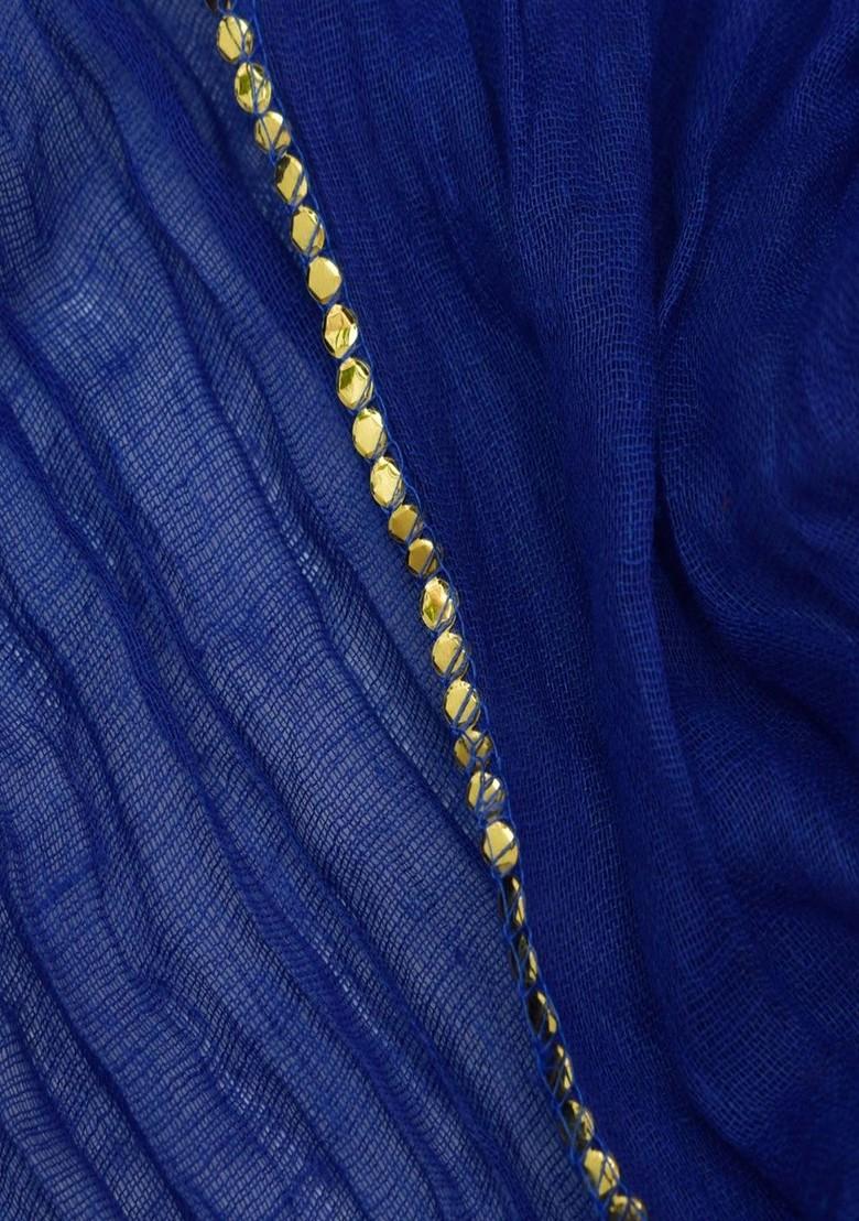 Blue Poly Blend Pack Of 2 White Dupattas