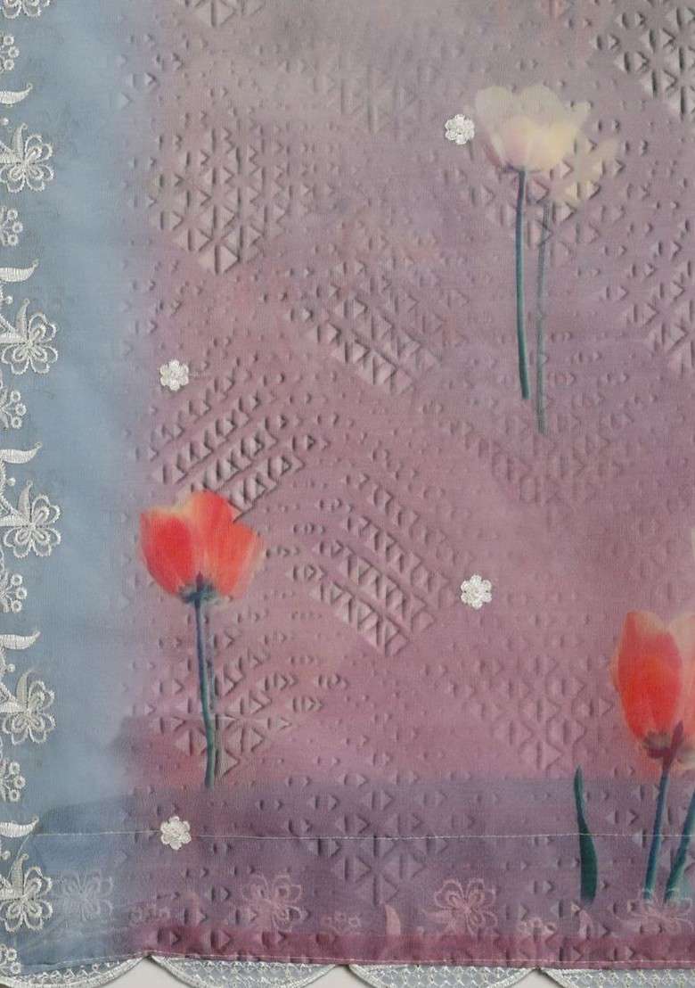 Floral Printed Organza Dupatta - Indya