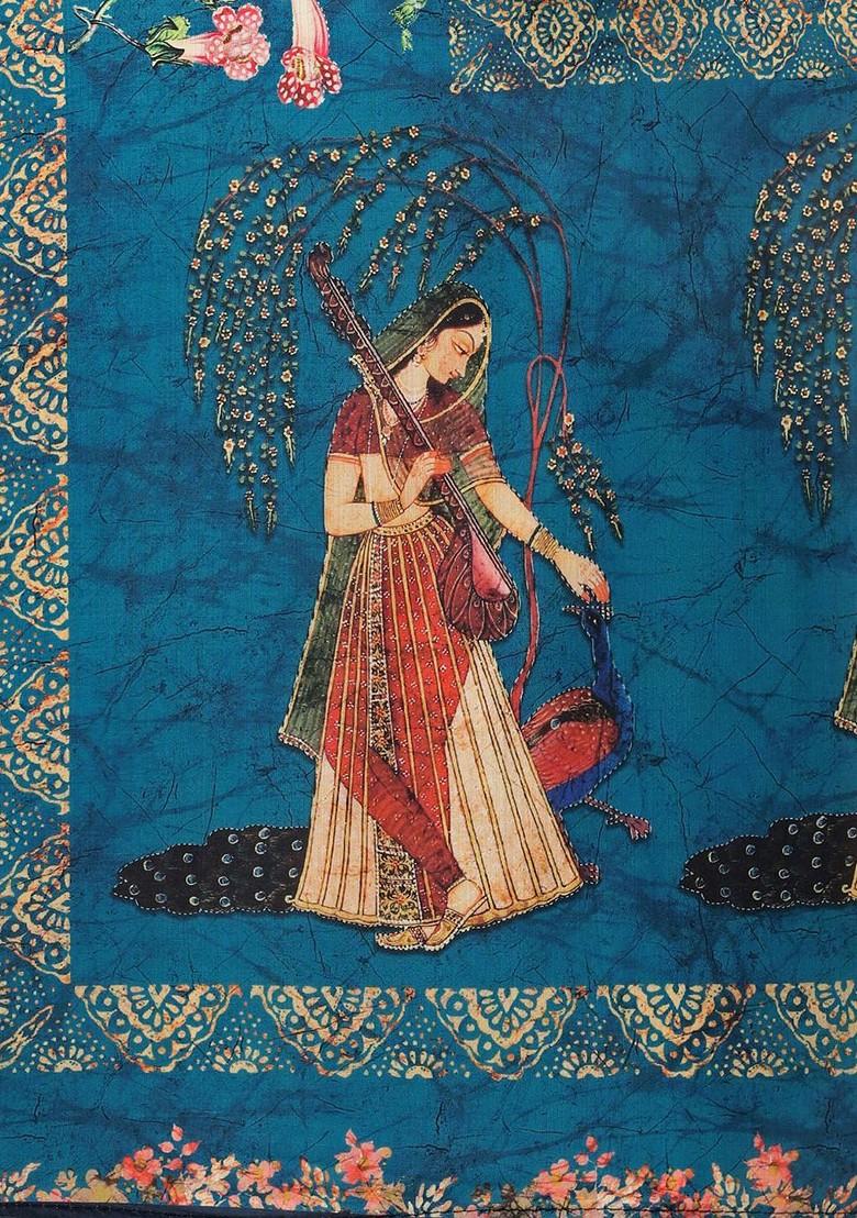 Quirky Digital Printed Kalamkari Assam Silk Dupatta