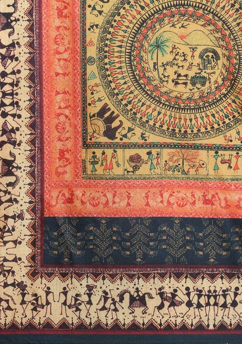 Green And Pink Ethnic Motifs Printed Dupatta - Indya