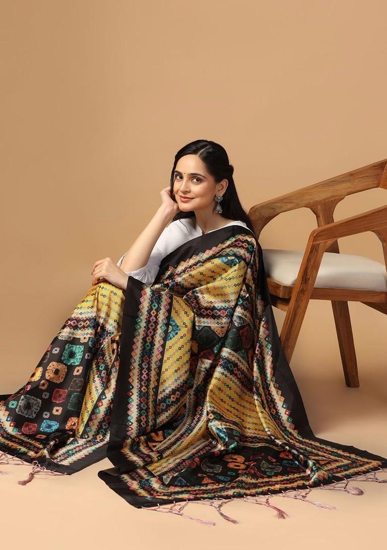 Ethnic Motifs Printed Assam Silk Tasselled Dupatta