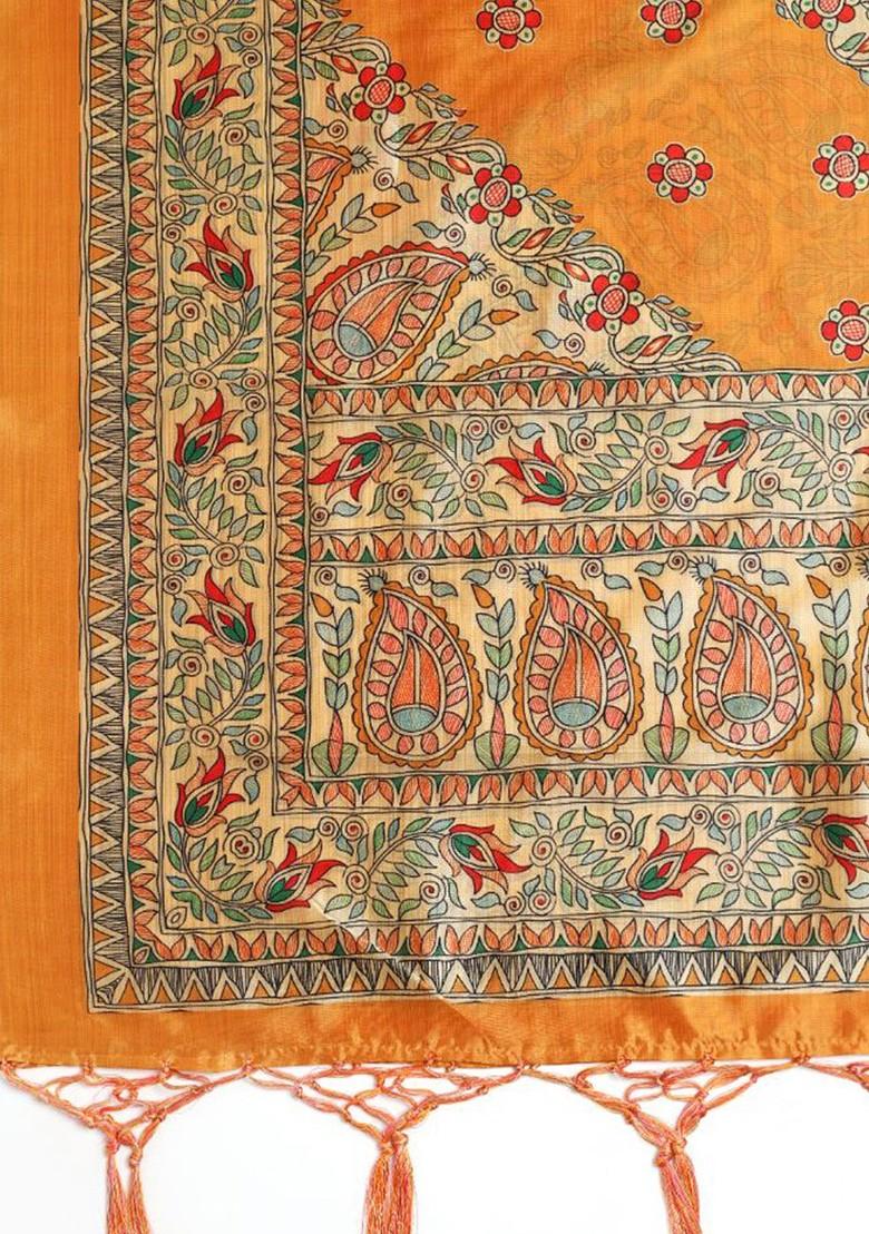 Ethnic Motifs Printed Assam Silk Tasselled Dupatta