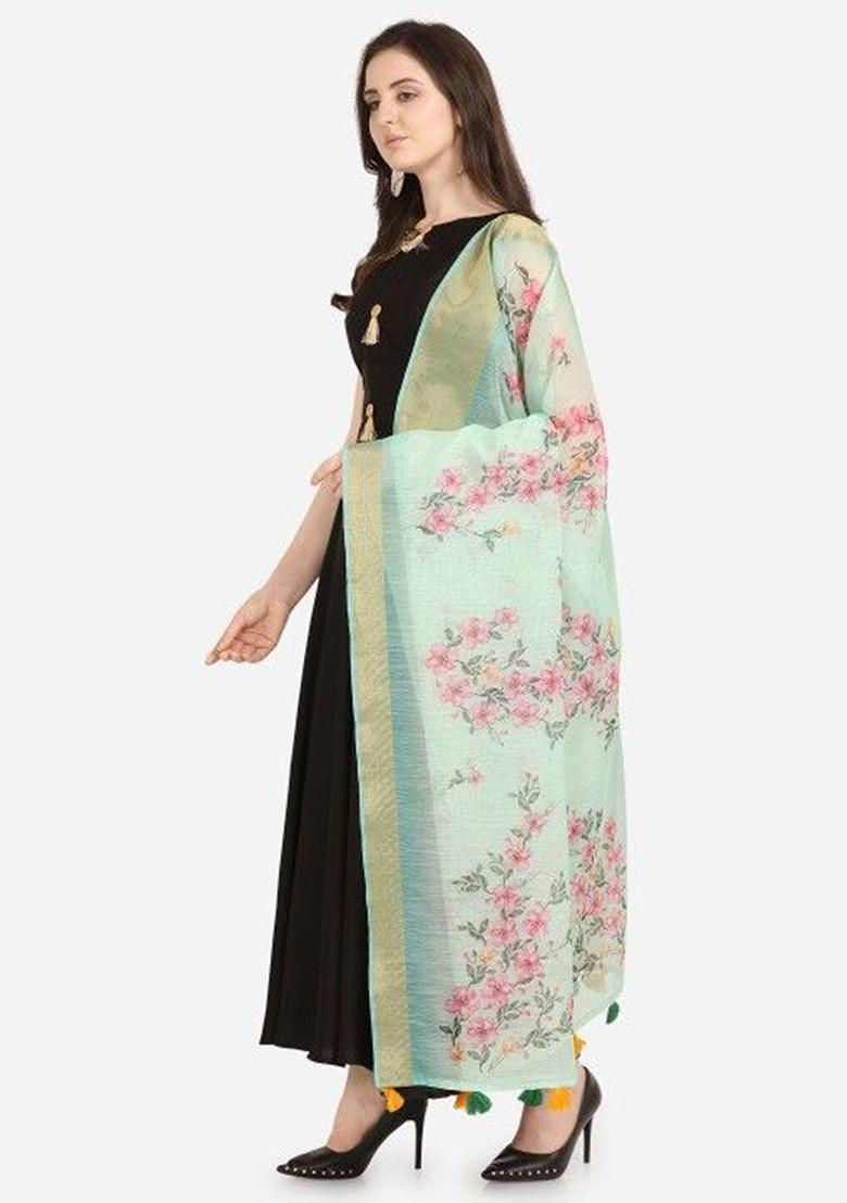 Ethnic Motifs Printed Linen Zari Dupatta