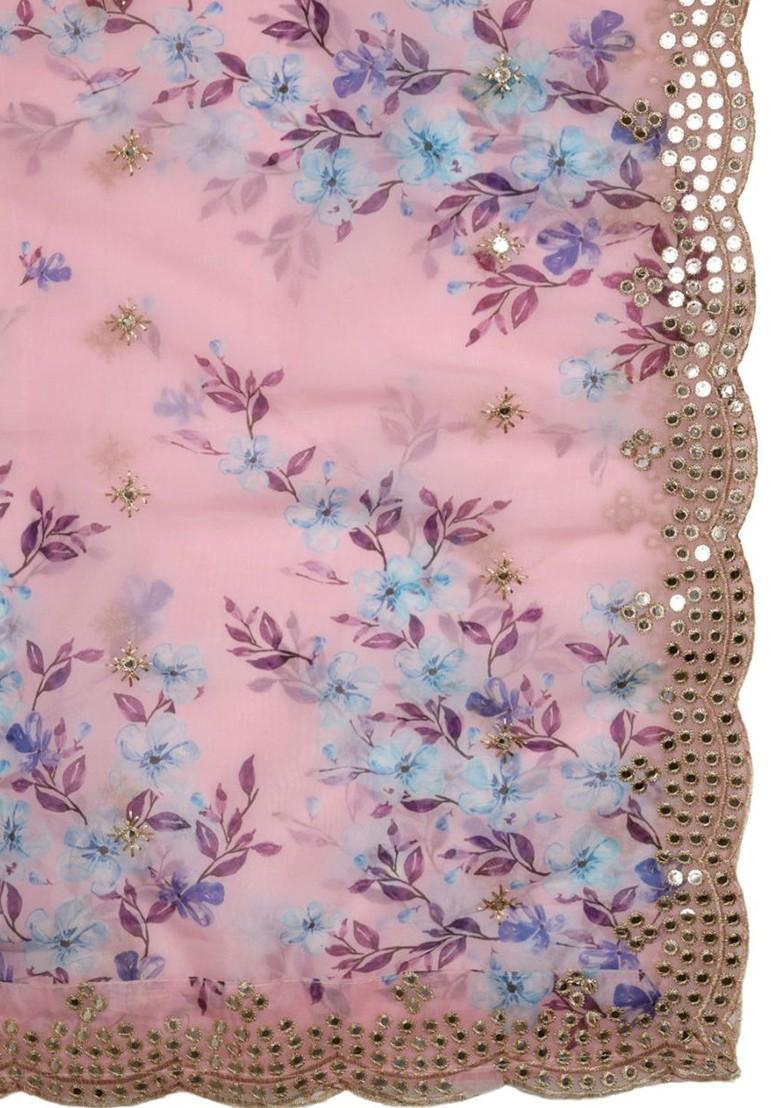 Floral Printed Organza Dupatta