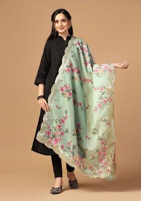 Digital Printed Sequinned Organza Dupatta