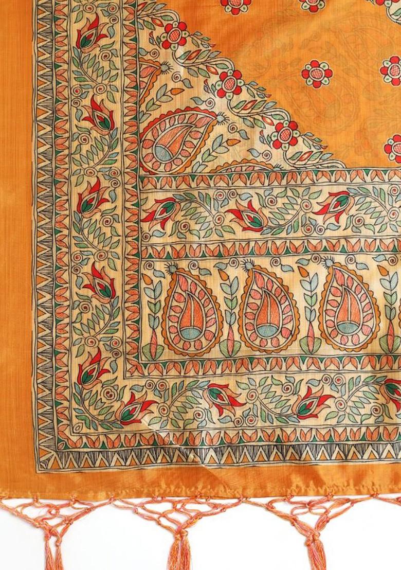 Ethnic Motifs Printed Thread Work Silk Dupatta