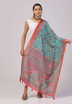 Floral Digital Printed Linen Dupatta