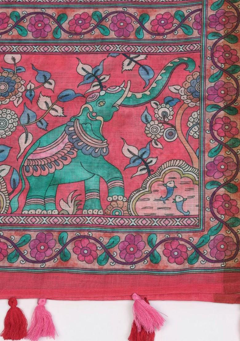 Floral Digital Printed Linen Dupatta