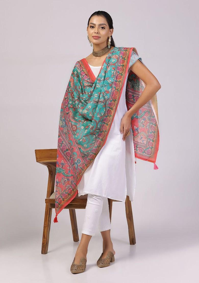 Floral Digital Printed Linen Dupatta