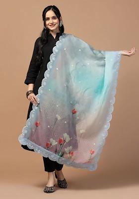 Floral Digital Printed Organza Dupatta