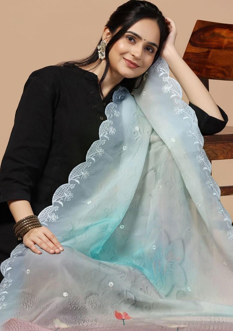Floral Digital Printed Organza Dupatta