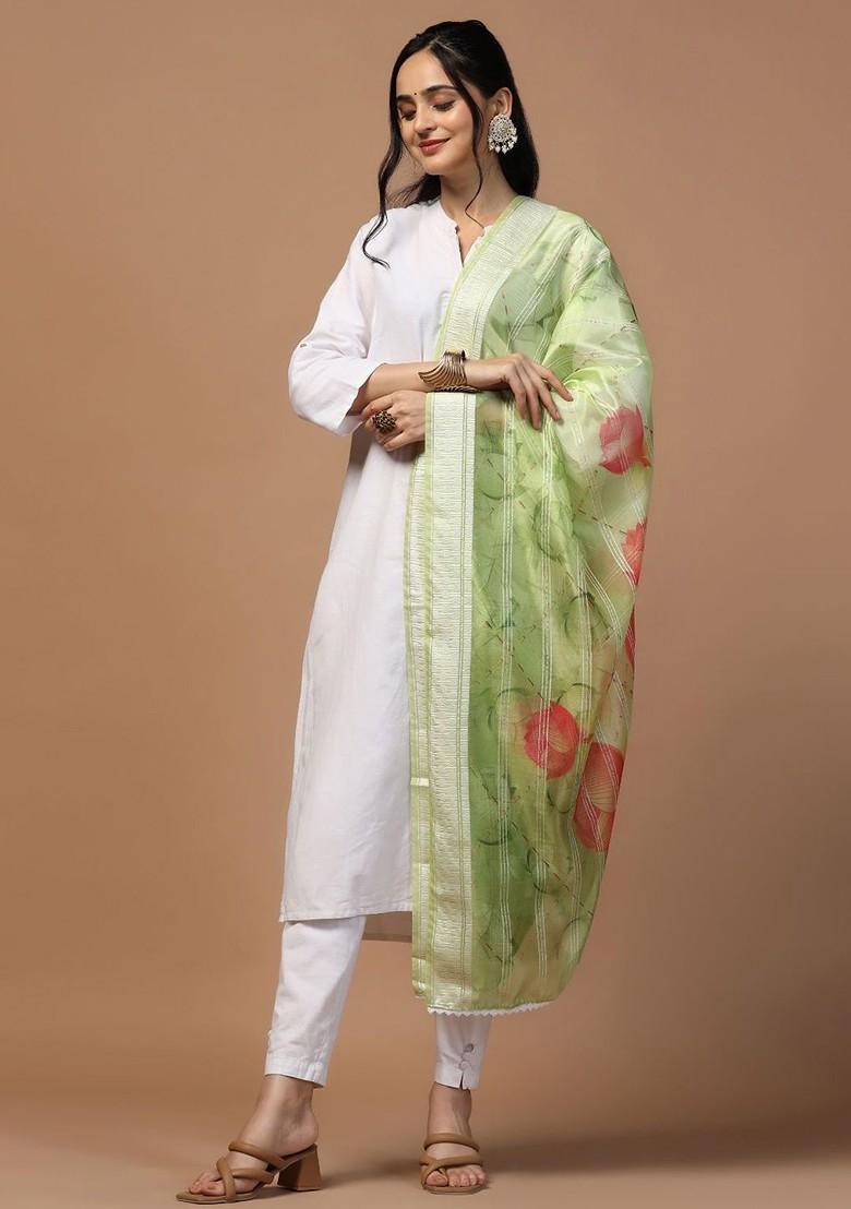 Floral Printed Organza Khadi Silk Dupatta