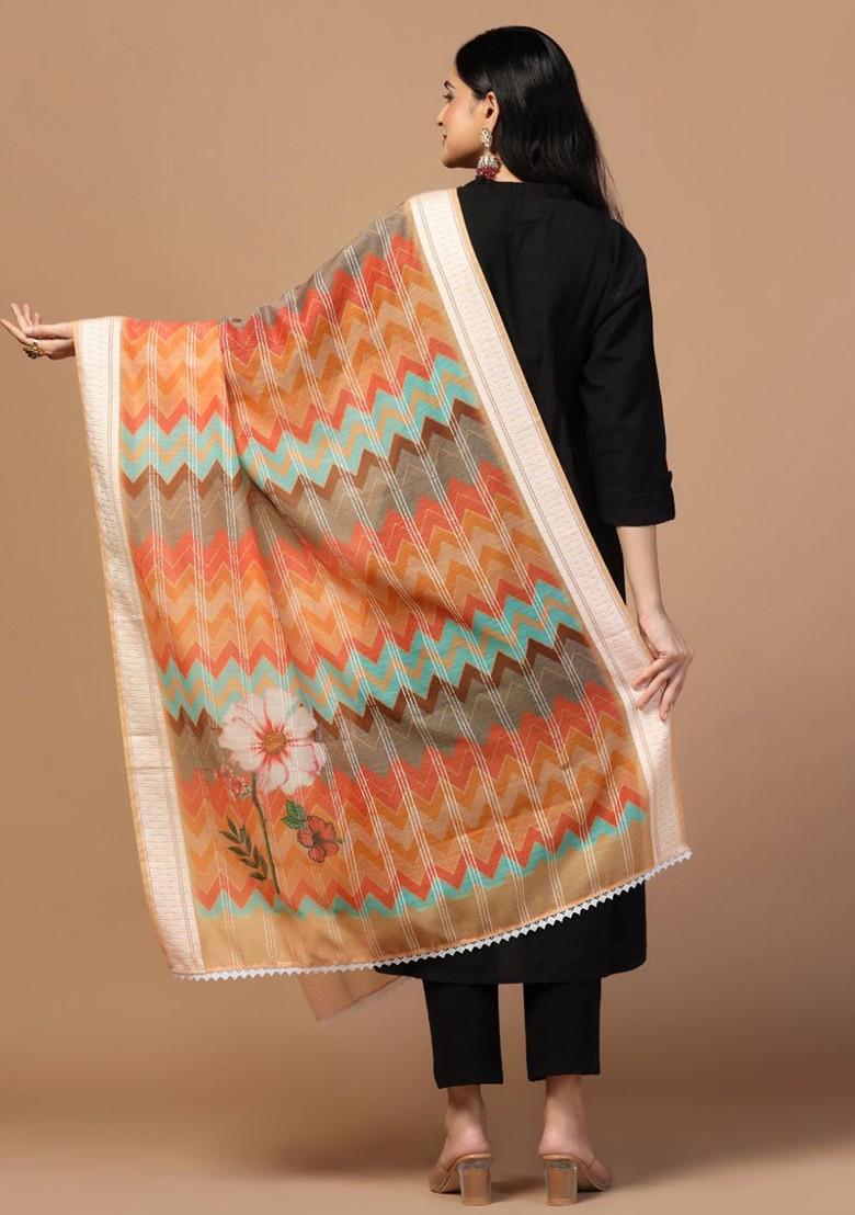 Ethnic Motifs Printed Chanderi Cotton Dupatta