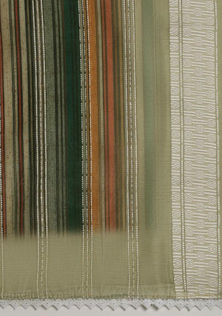 Striped Sequinned Chanderi Cotton Dupatta