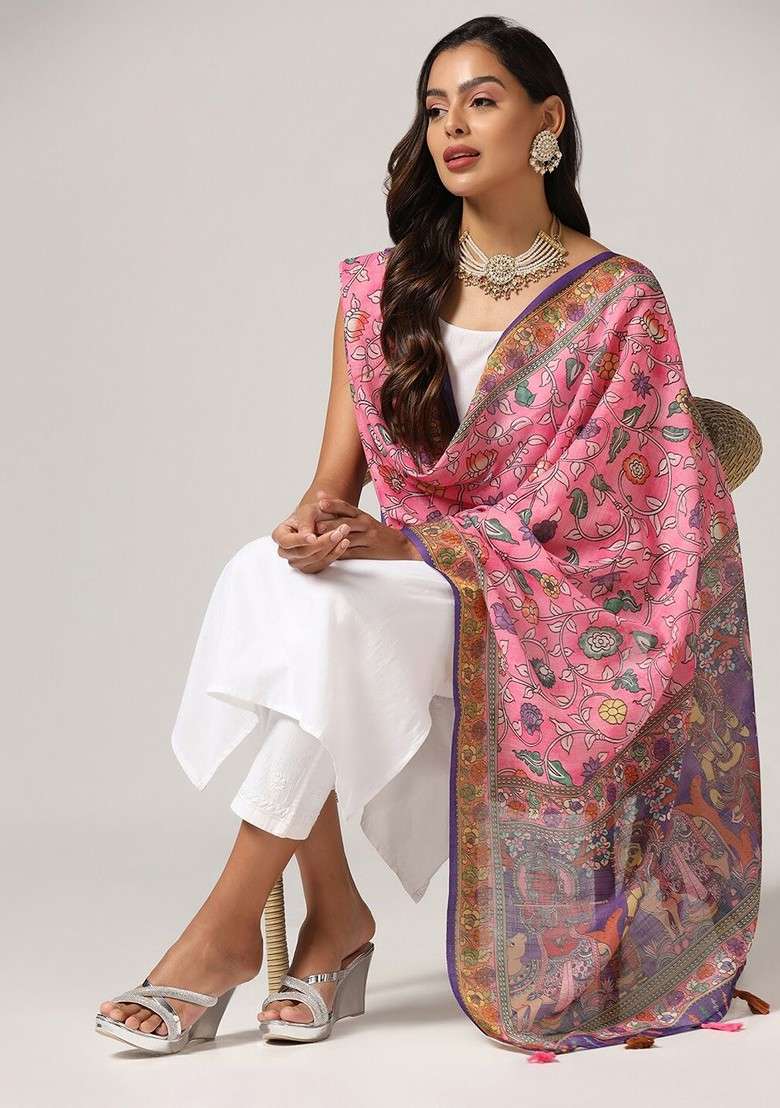 Kalamkari Printed Dupatta - Indya