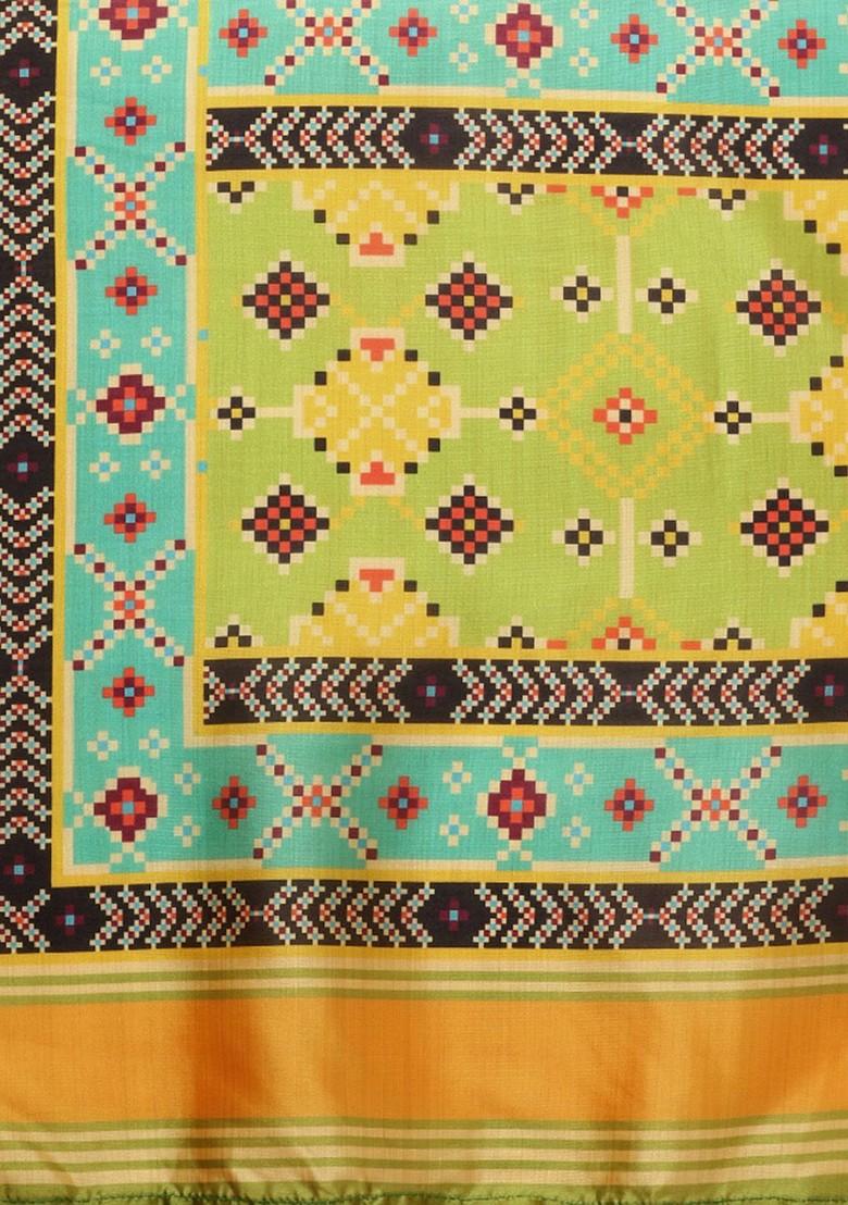 Green And Red Ethnic Motifs Printed Dupatta