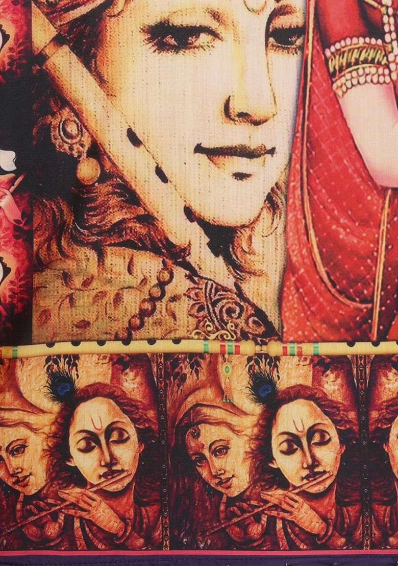 Black And Red Ethnic Motifs Printed Dupatta - Indya